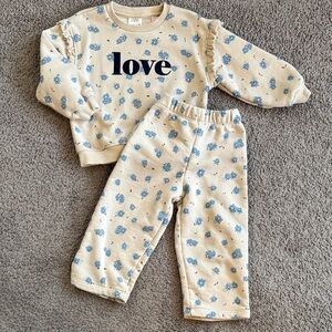 Zara Blue Floral Print Sweatsuit - Size 2